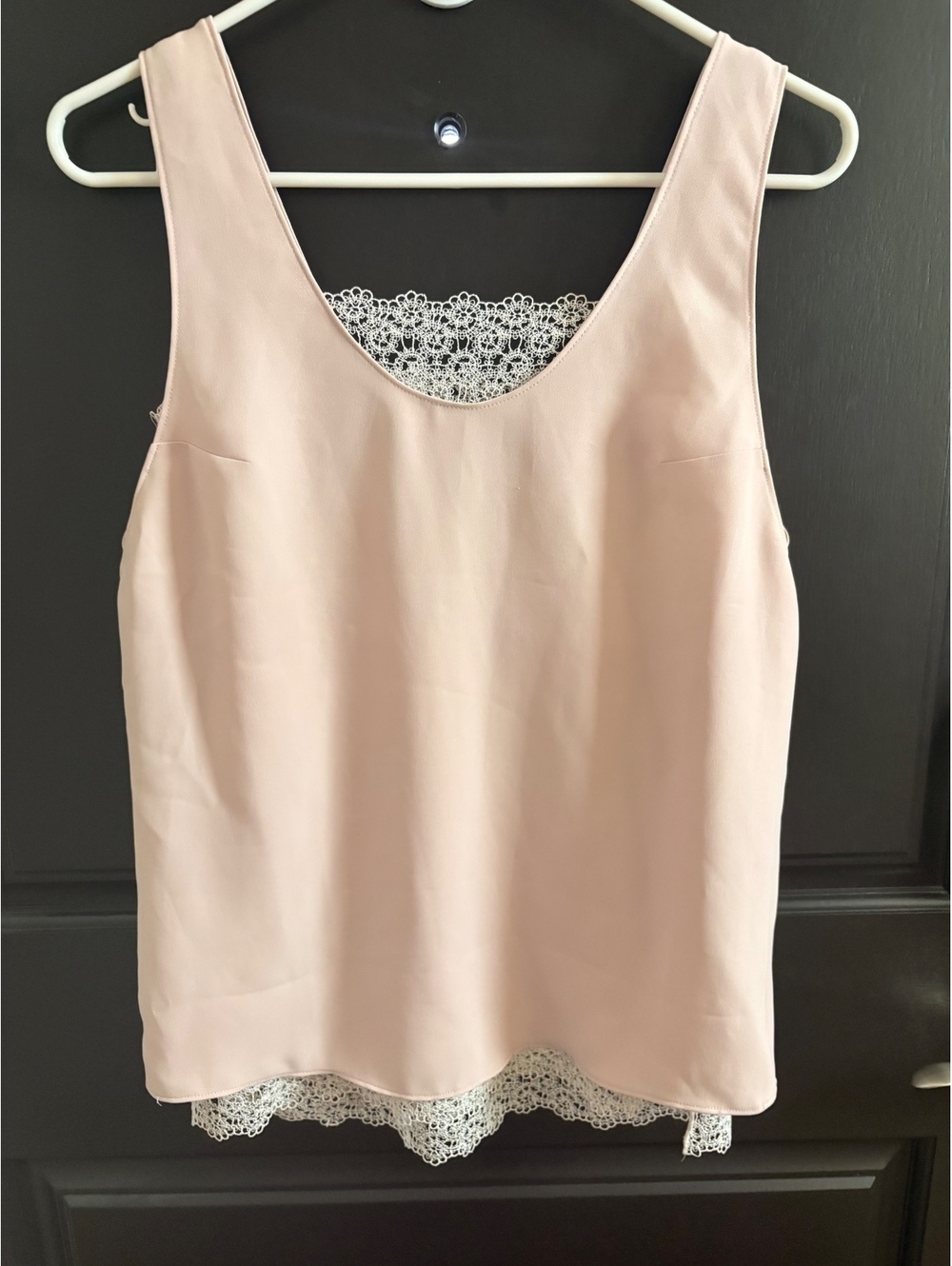 The Kooples Beige Pink Lace Trim Tank Top Quiet Luxury XS